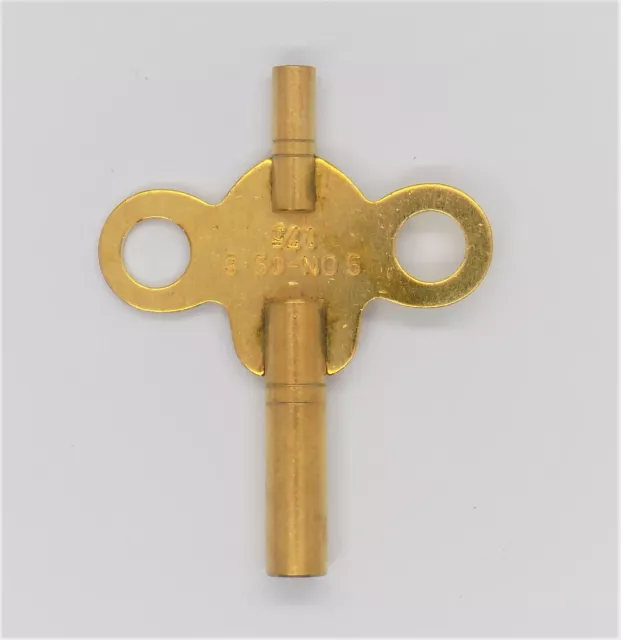 New Brass Double Ended Clock Key Size No 5 - 3.50mm With 1.75mm Small End