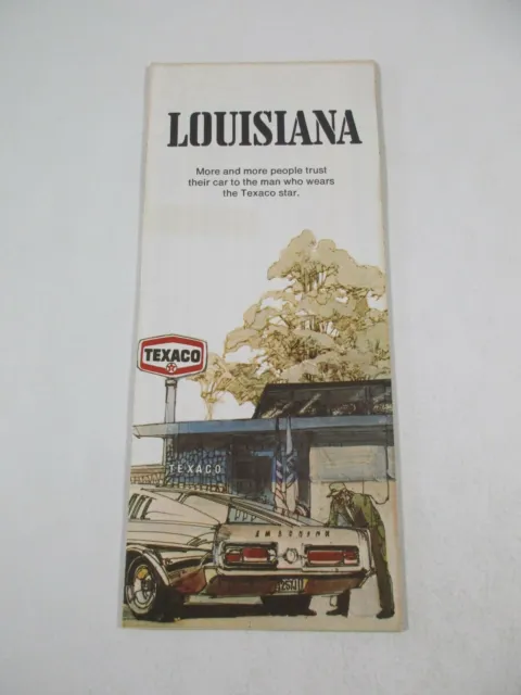 Vintage 1971 Texaco Louisiana State Highway Gas Station Travel Road Map~Box J18