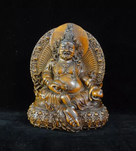 Blessing Chinese Tibetan Boxwood Hand Carving "JinGang" Buddha Statue Sculpture