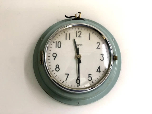 Nautical Original Antiques Electric Citizen Wall Clock Sky Blue Analog Premium