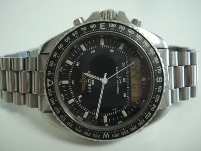 HAU AL QUARZO BREITLING 3100 NAVITIMER VINTAGE FATTA IN SVIZZERA. COMPLETO ACCIAIO INOX 40mm