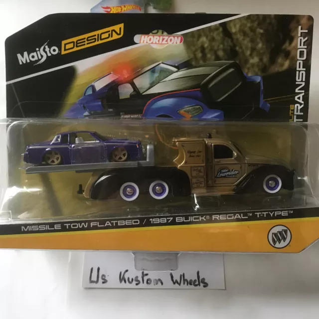 MAISTO ELITE TRANSPORT 1 64 Missile Tow Flatbed 1987 Buick R gal