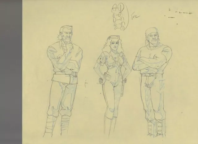 Cadillacs & Dinosaurs 10.5x9.5" Animation Drawing A-G1 Three Figures w/ Hannah