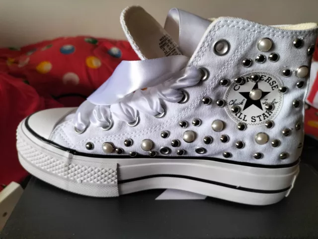Converse bianche discount con perle