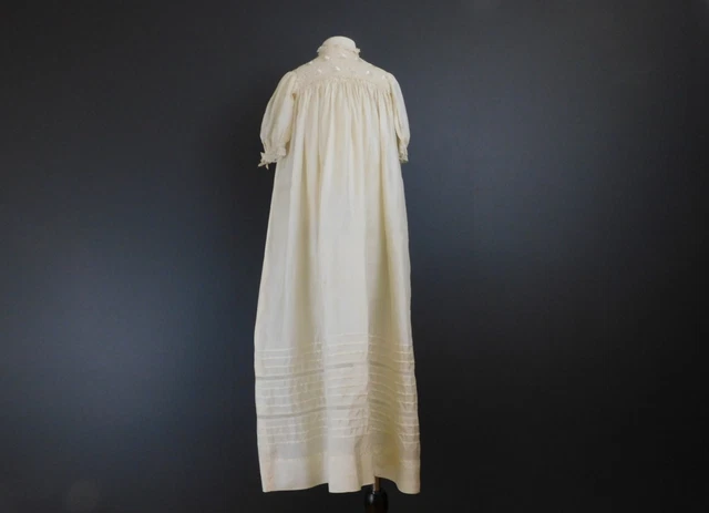 Vintage Ivory Silk Baby Gown, 1950s Long Christening Dress, 20 inch chest