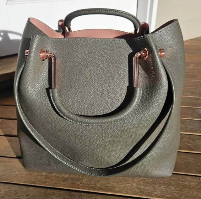 MIMCO FLIP SIDE Leather Tote Olive Rose Gold EUC 149.99 PicClick AU