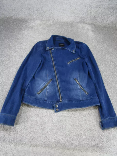 Liverpool Jacket Womens Medium Blue Washed Denim Moto