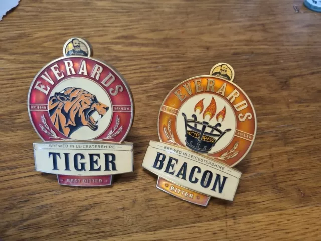 Everards Tiger And Beacon Beer Plastic Pump Clips