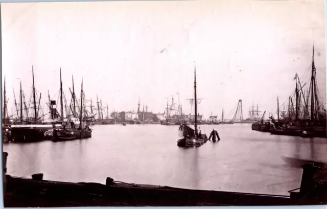 Pays Bas, Amsterdam, le Port, Vintage albumen print, ca.1880 Tirage vintage, lég