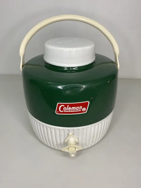 Coleman Vintage Green and White Water Jug - 1 Gallon Capacity with Plastic Cup