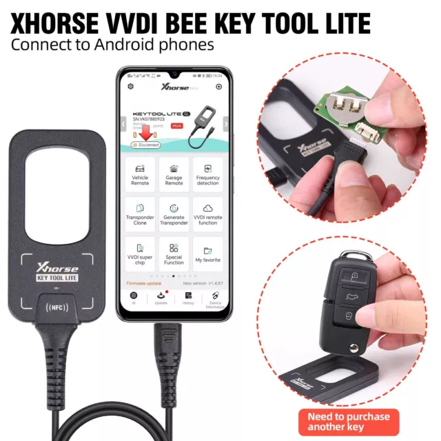 Xhorse VVDI BEE Key Tool Lite Frequency Detection Transponder Clone for Android