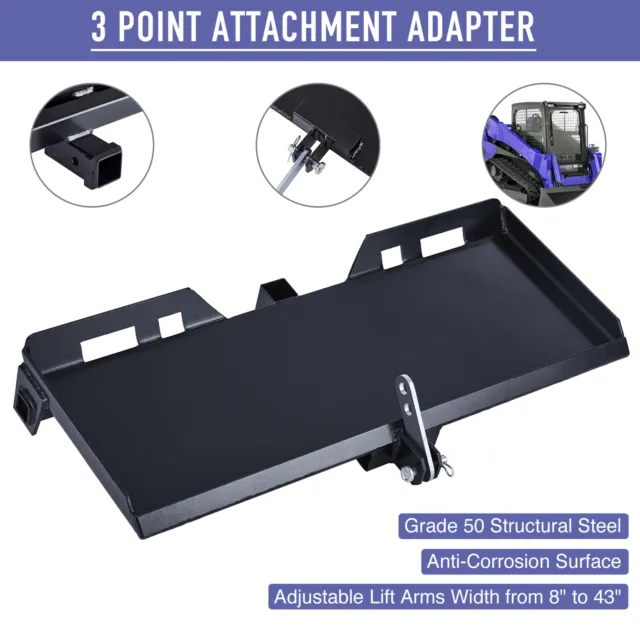 3-Point Attachment Adapter Heavy-Duty 47" Steel for Bobcat Kubota Skid Steer TET