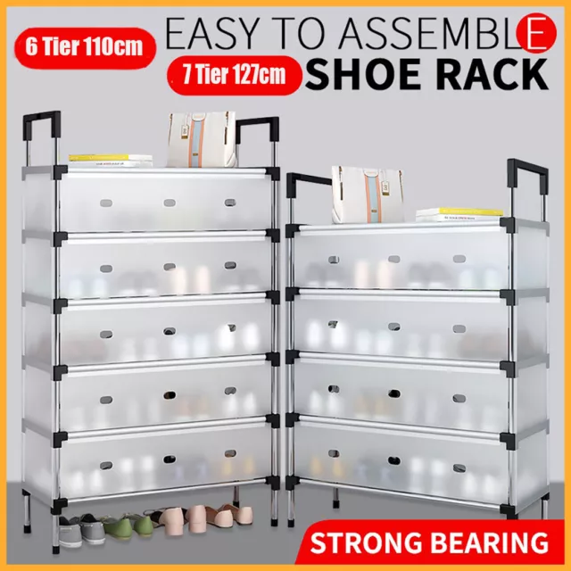 6/7 Tier Shoe Rack Storage Shelf Unit Cabinet Organiser Footwear Stand W/ Door