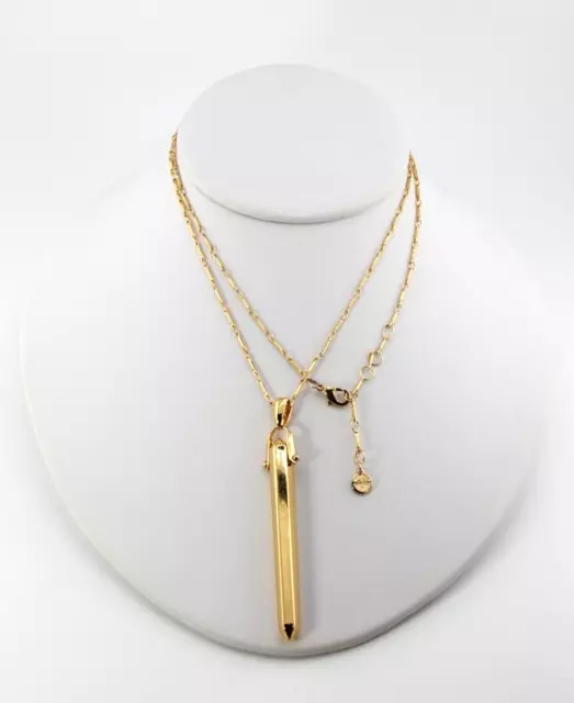 Stella and Dot Rebel Drop Pendant Chain Necklace Gold Tone Lobster Closure 30"