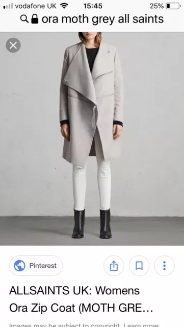 ALLSAINTS ORA ZIP black wool coat size 36 EU 8UK 19.95 PicClick UK