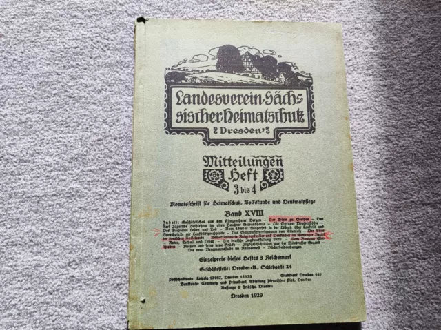 Landesverein Sächsischer Heimatschutz Dresden 1929 Band XVIII Heft 3 bis 4
