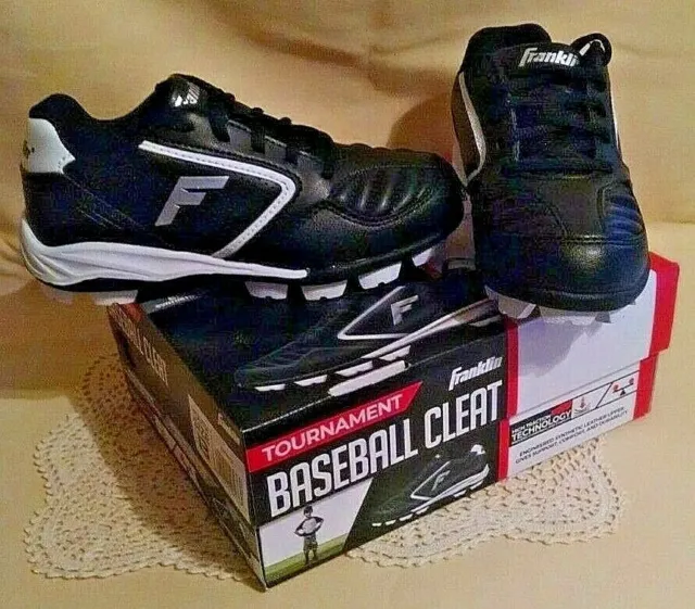 Baseball Cleats New Youth Size 13 Franklin Tournament Cleat Black White Shoes.