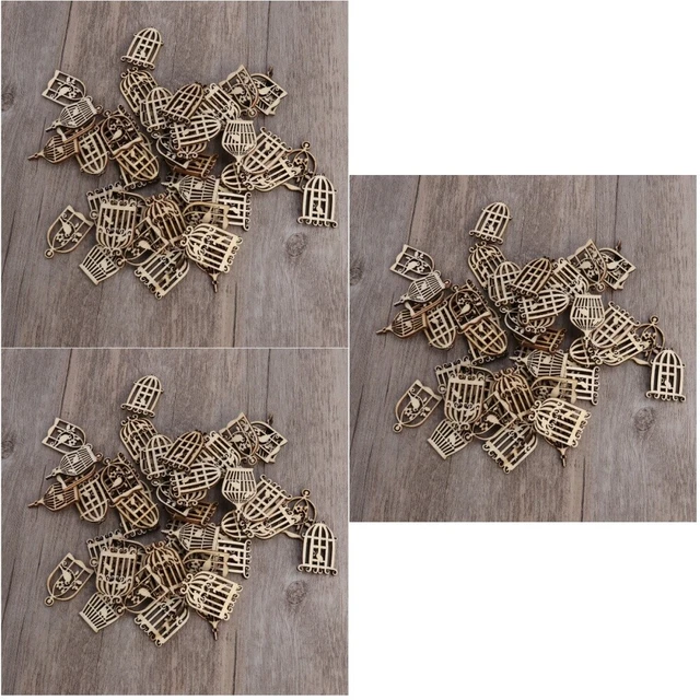 50 PCS Inachevé En Bois Birdcage Disques De Découpe Assortiment Pour Patchwork