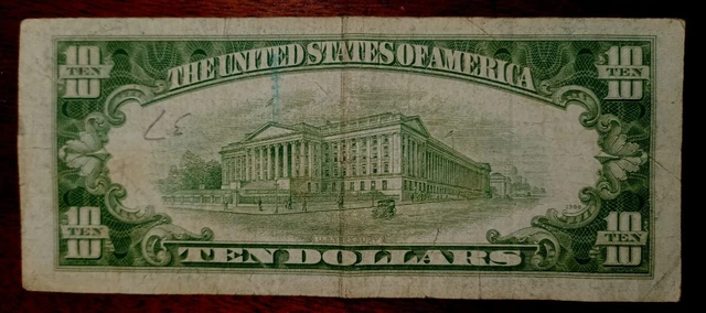 1934 D  $10 Silver Certificate Note  Blue Seal 2