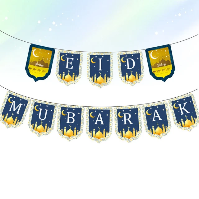 Bandiera Musulmana Appesa Eid Mubarak Palloncino Decorazione Tira La Bandiera
