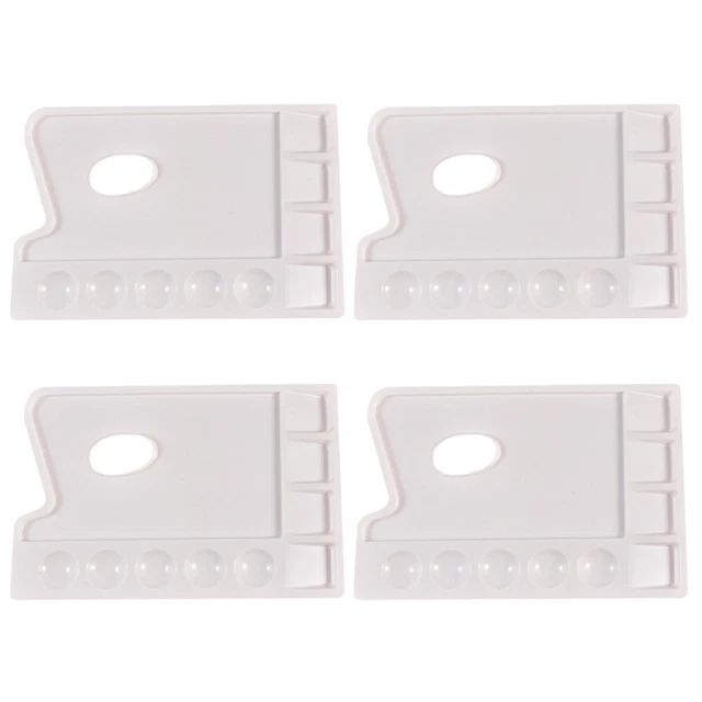 4 Pcs Plastic Painting Pallet Nail Set Kids Square Serving Tray Round