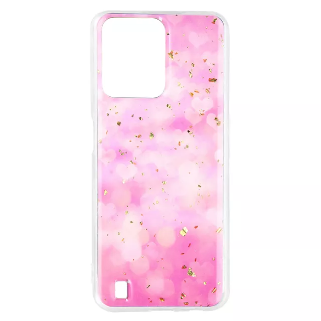 Coque Realme C31 Silicone Semi-rigide Design Cœurs avec Paillettes Rose