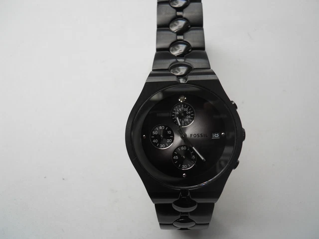 FOSSIL WATCH.FS 4247 MEN Chronograph Black Leather Quartz Battery Analog 30.00 PicClick UK