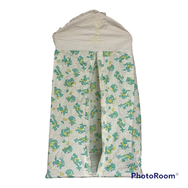 Vintage Hanging Diaper Stacker Yellow Gingham Nursery Animals Unisex giraffe 60