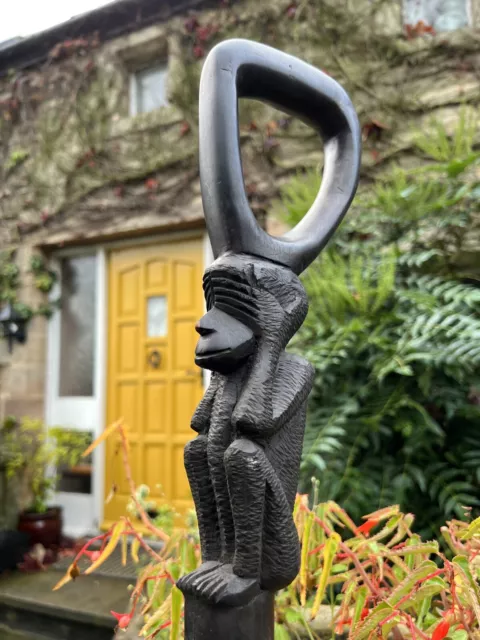 An African Ebony Carved Walking Stick 92cm tall
