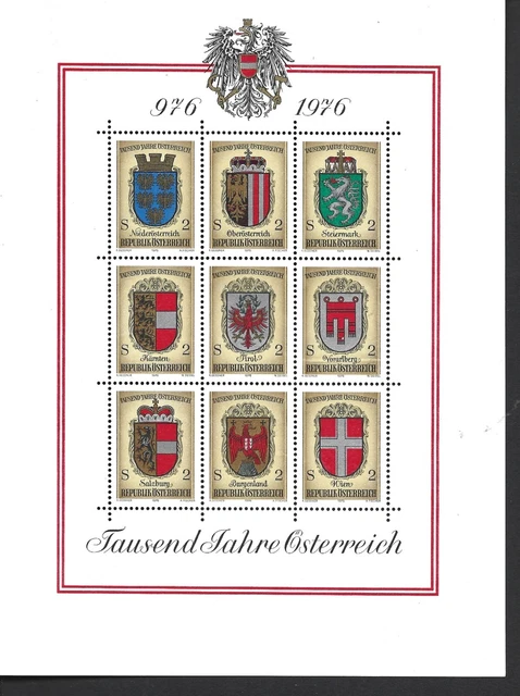 Kleinbogen "1000 Jahre Österreich", postfrisch, Mi-Nr. 1522-1530