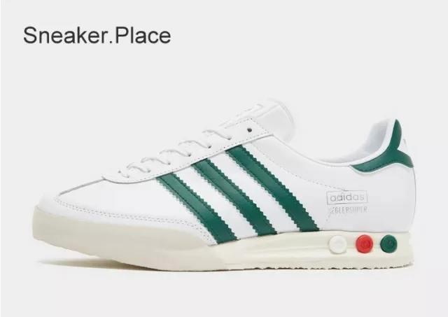 Scarpe da ginnastica Adidas Originals Kegler Super da uomo bianche e verdi UK taglia 13