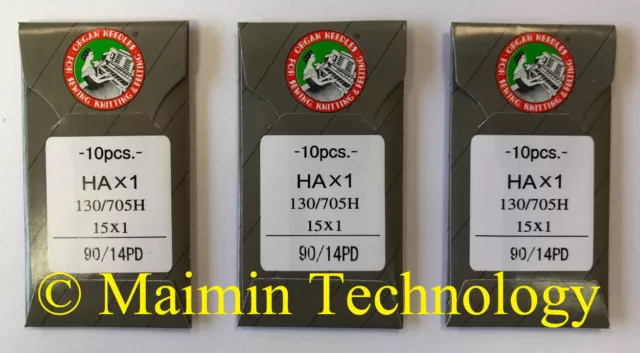 30 90/14 Agujas Máquina De Coser Doméstica De Titanio Órgano Afilado 15X1 Hax1