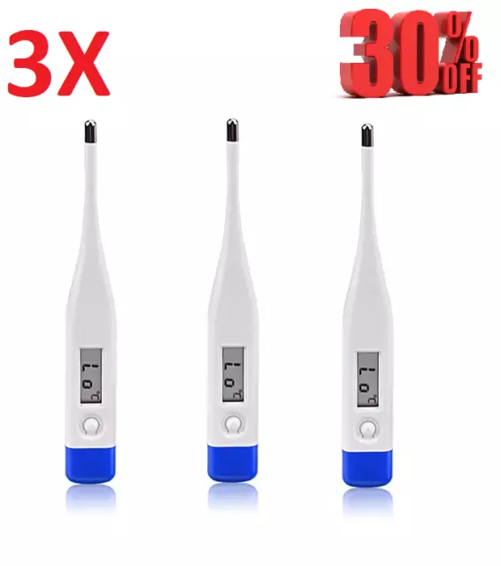 3x Family Pack Digital LCD Thermometer Medical Oral, Under Arm, Baby, Adult ther