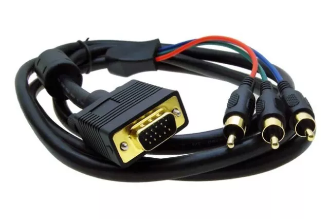 Premium Projector Cable Super VGA HD15 to 3-RCA YPbPr RGB Component Video 6FT
