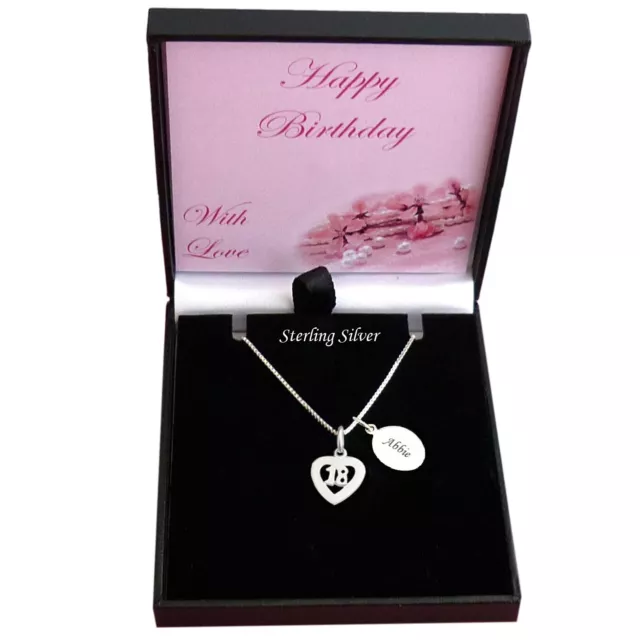 18 Necklace with Engraving. Sterling Silver. Personalised Gift for 18th Birthday