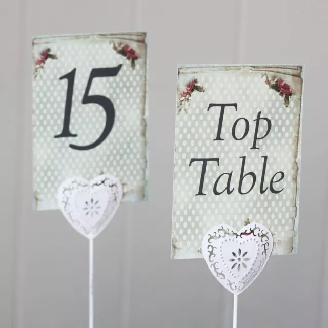 Vintage Wedding Table Numbers | 1-15 Top Table Rustic Floral Centrepiece Decor