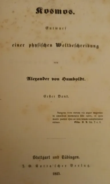 Kosmos, Alexander von Humboldt, Entwurf einer physischen Weltbeschreibung, Bd. 1