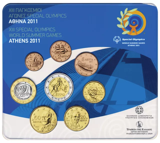 Griechenland Original-Kms 2011 Mit 2 Euro Kursmünze Europa Nominalwert 3,88 Euro