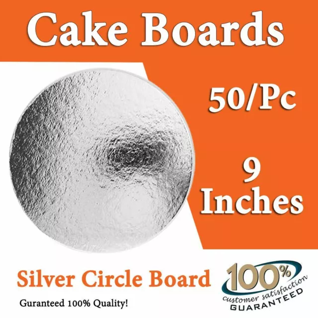 Cake Board Silver Round 9"-50PK  Cake Sweets Cardboard Wedding Decorating Boxes