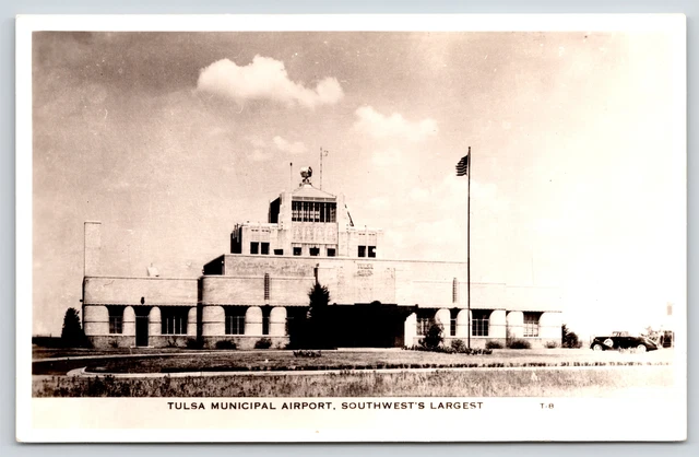 Tulsa Oklahoma~Art Deco Municipal Airport~Largest In Southwest 1940s RPPC PC