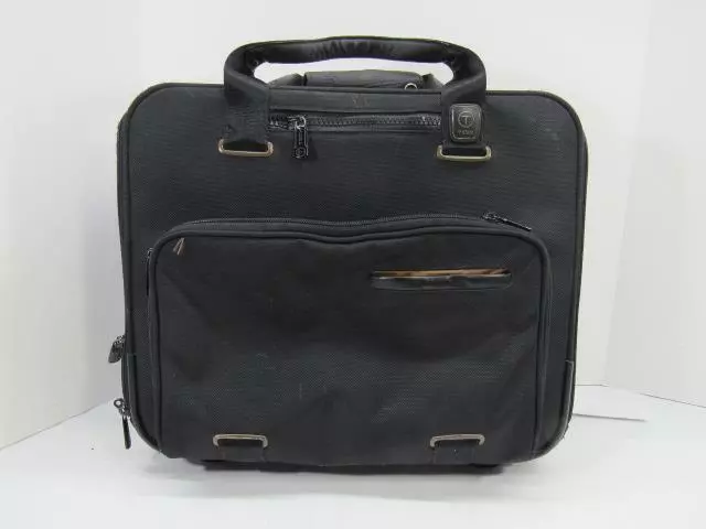 Tumi Tech Black Rolling Briefcase Carry-On Nylon Bag Used Model 56602D
