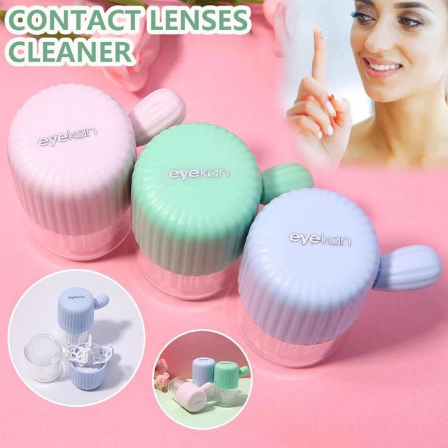 Lentes almacenamiento en contenedores lentes de contacto manual limpiador giratorio estuche gafas I0 H7Q6