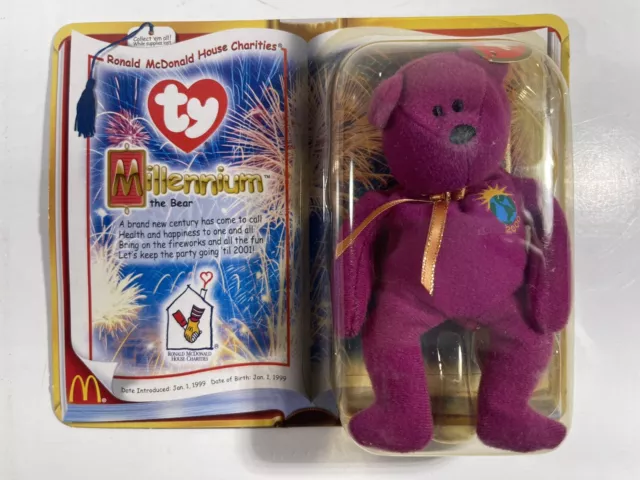 The Millennium Bear McDonalds TY Teenie Beanie Baby 1999 Retired Millennium Bear