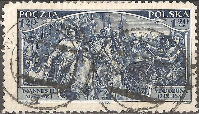 USED 1933 POLAND 1.20 Zl. Stamp 250th Anniversary Liberation of Vienna POLSKA