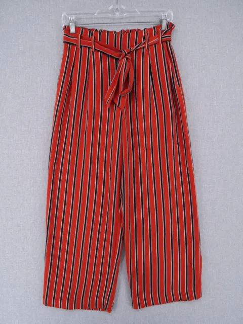 Zara Trafaluc Pants Womens Size XS Extra Small Red Striped Wide Leg Casual