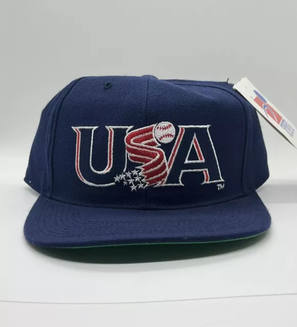 Vintage Sports Specialties Team USA Baseball MLB Olympics Fitted Hat Navy NOS