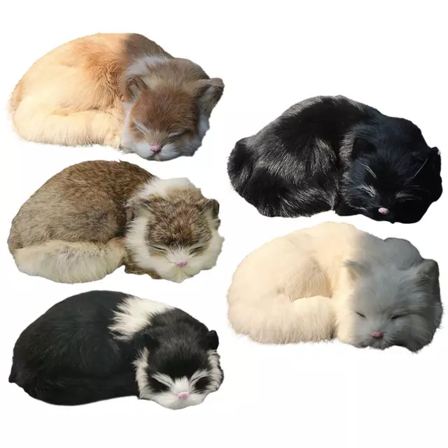 Handcrafted Realistic Cat Lovely Plush Animal Figurine Toy New Year for Kids