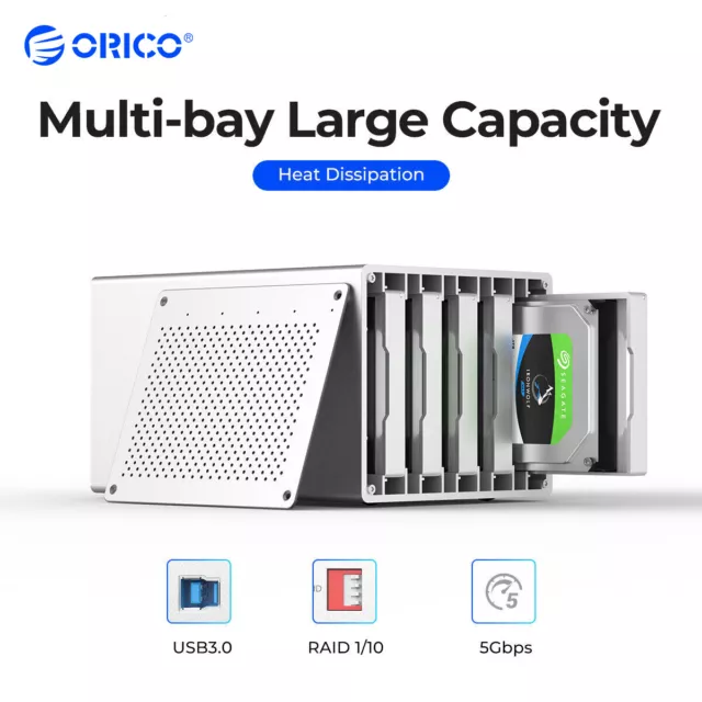 ORICO 4 Bay ​Honeycomb Cooling Hard Drive Docking Station Silver WS Series