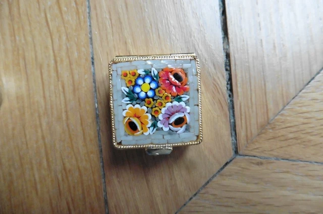 Ancienne Broche Micro-Mosaïque Italienne - Motif Mandoline - Vintage - Multicolore