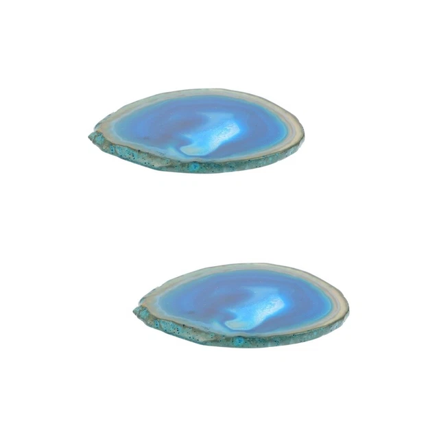 2 Count Achat Chip Untersetzer Kungfu-Tee-Untersetzer Geode Desktop-Ornament